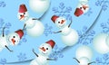 Cute snowmen and snowflakes on a blue background. Seamless winter pattern Royalty Free Stock Photo